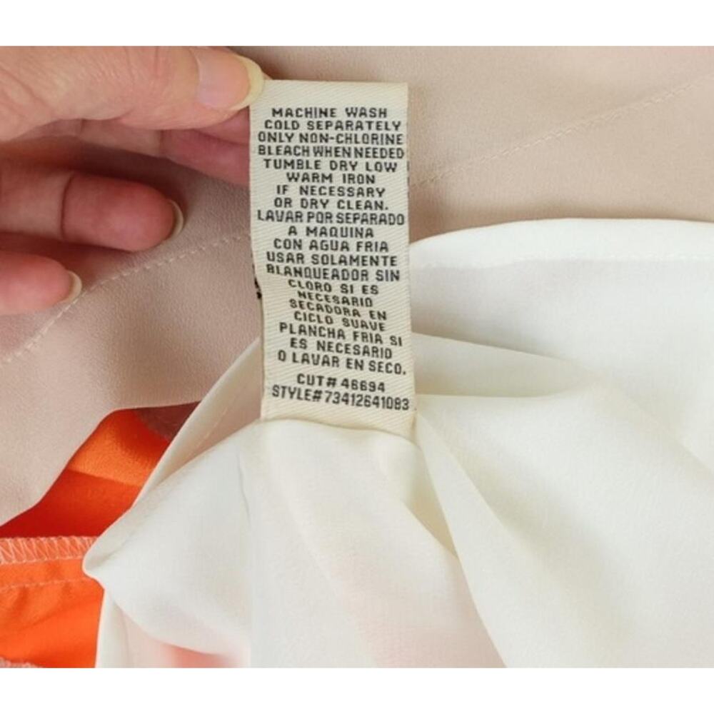 ECI Orange Ivory White Color Block Gathered Above Knee Mini Y2K Skirt Lined 14 - Picture 6 of 6